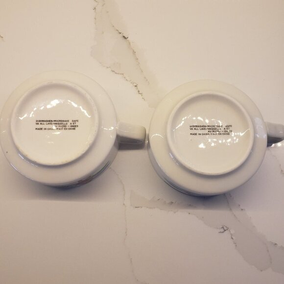 set of 2 Flat bowls Handle Kids Skating Skipping Cereal Mug Soup Dessert - Picture 6 of 8